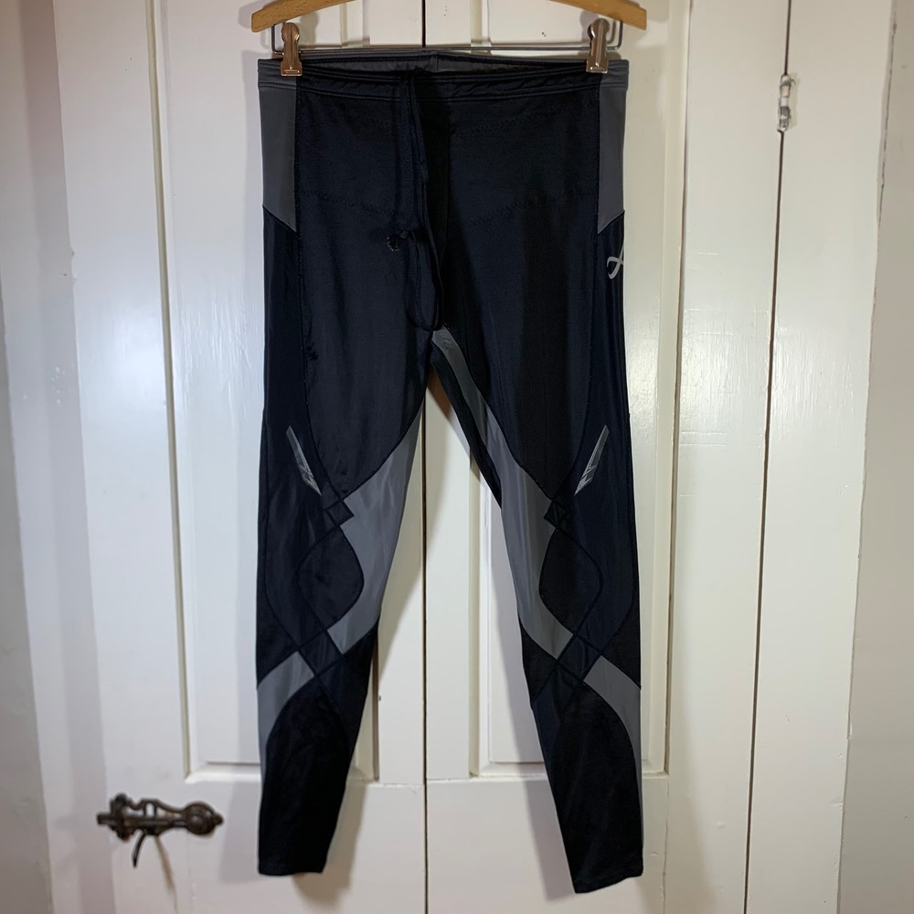 CW-X Expert Series Mens Compression Tights Black Grey Running Leggings L FLAWS